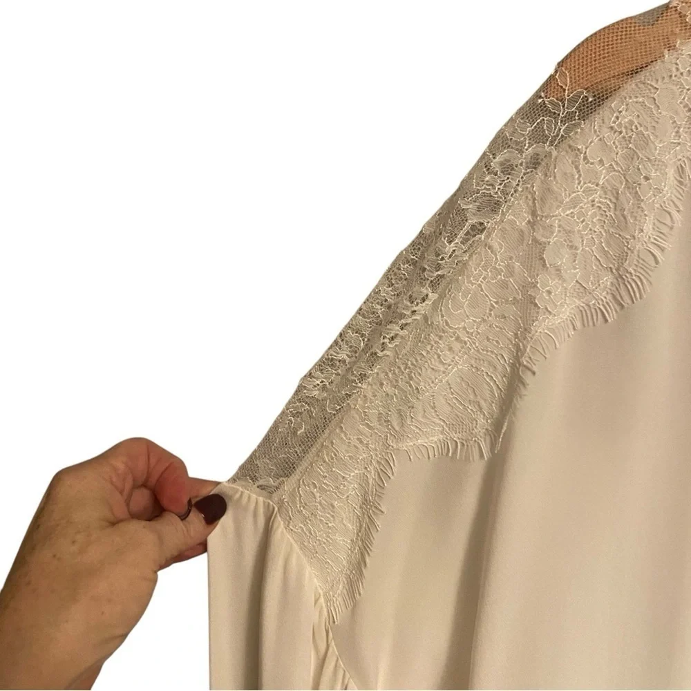 Kobi Halperin Valentina Balloon Sleeve Ivory Silk Blouse with Lace - Picture 12 of 14